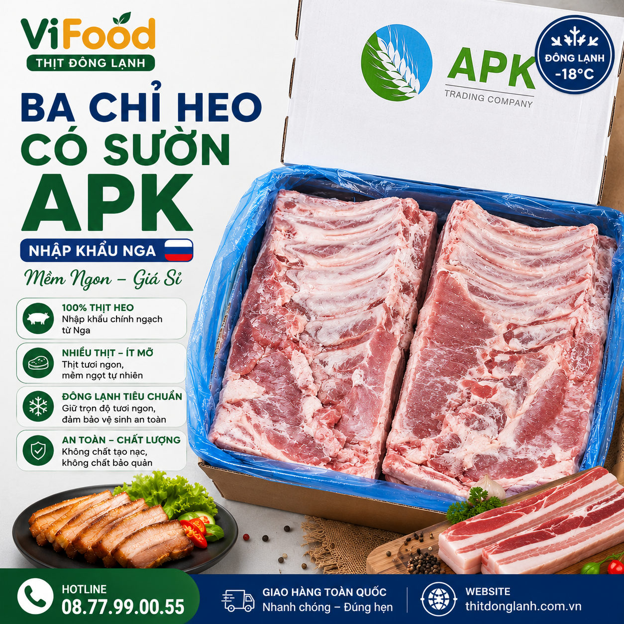 Ba Chỉ Heo Có Sườn Đông Lạnh APK Giá Sỉ